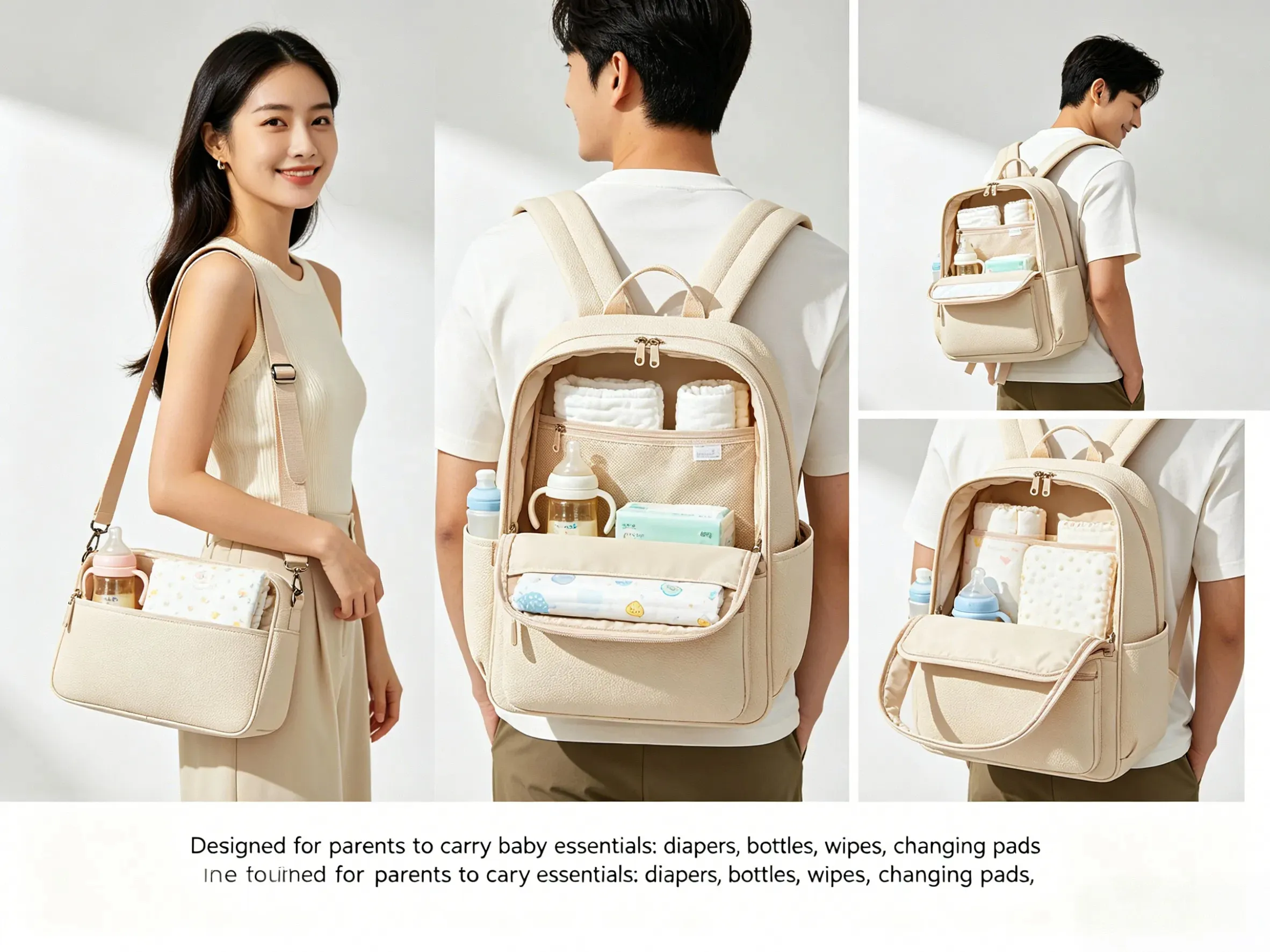 Gender-neutral dad-friendly diaper bag backpack modern design